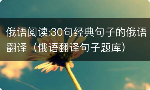 俄语阅读:30句经典句子的俄语翻译（俄语翻译句子题库）