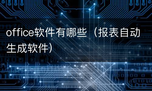 office软件有哪些（报表自动生成软件）