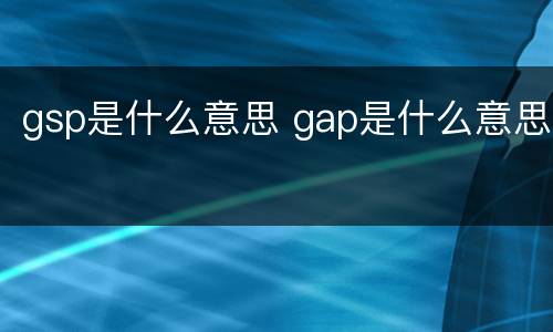 gsp是什么意思 gap是什么意思