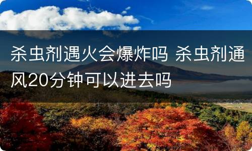 杀虫剂遇火会爆炸吗 杀虫剂通风20分钟可以进去吗