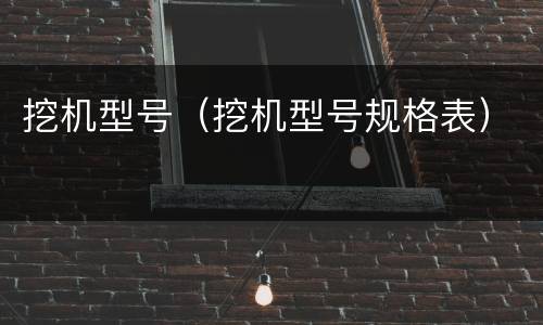 挖机型号（挖机型号规格表）