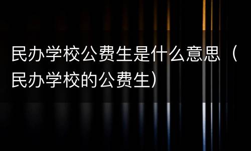 民办学校公费生是什么意思（民办学校的公费生）
