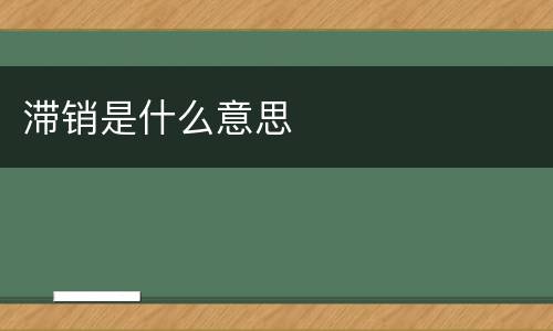 滞销是什么意思