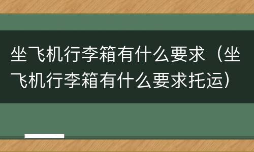 坐飞机行李箱有什么要求（坐飞机行李箱有什么要求托运）