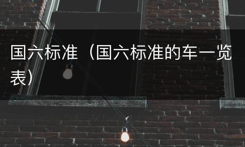 国六标准（国六标准的车一览表）