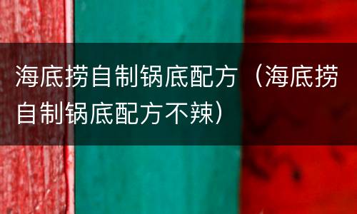 海底捞自制锅底配方（海底捞自制锅底配方不辣）