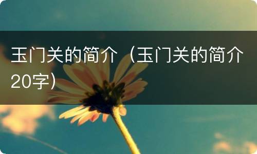 玉门关的简介（玉门关的简介20字）