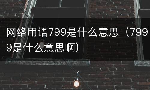 网络用语799是什么意思（7999是什么意思啊）