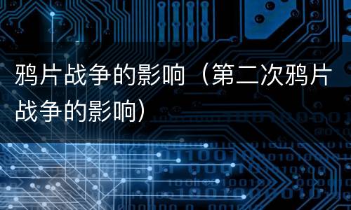 鸦片战争的影响（第二次鸦片战争的影响）