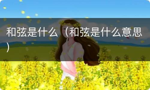 和弦是什么（和弦是什么意思）