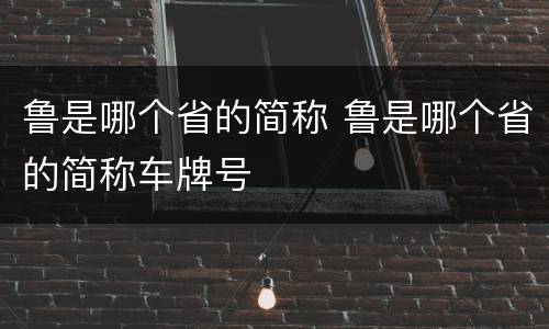 鲁是哪个省的简称 鲁是哪个省的简称车牌号