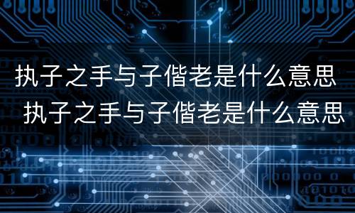 执子之手与子偕老是什么意思 执子之手与子偕老是什么意思战友情