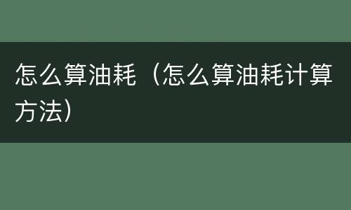 怎么算油耗（怎么算油耗计算方法）