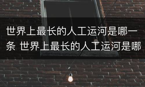 世界上最长的人工运河是哪一条 世界上最长的人工运河是哪一条河