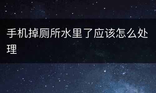 手机掉厕所水里了应该怎么处理