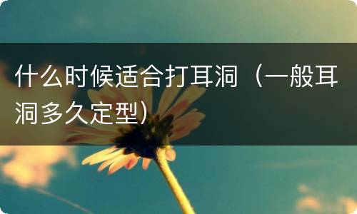 什么时候适合打耳洞（一般耳洞多久定型）
