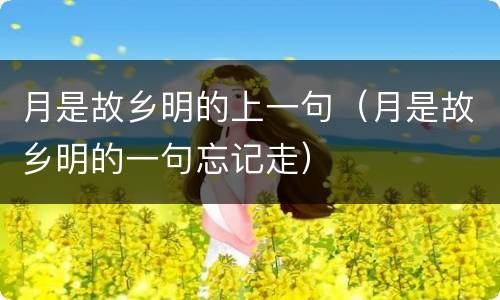 月是故乡明的上一句（月是故乡明的一句忘记走）