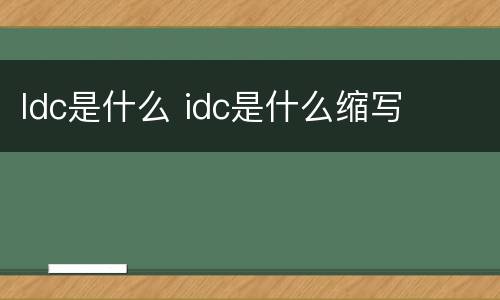 Idc是什么 idc是什么缩写