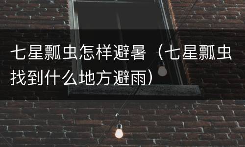 七星瓢虫怎样避暑（七星瓢虫找到什么地方避雨）
