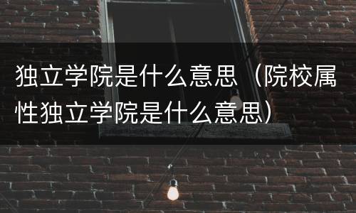 独立学院是什么意思（院校属性独立学院是什么意思）