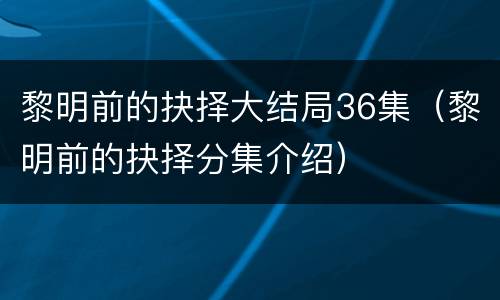 黎明前的抉择大结局36集（黎明前的抉择分集介绍）