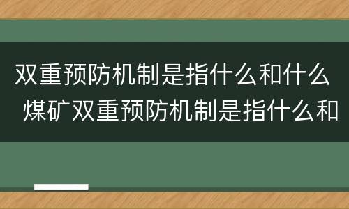 双重预防机制是指什么和什么 煤矿双重预防机制是指什么和什么