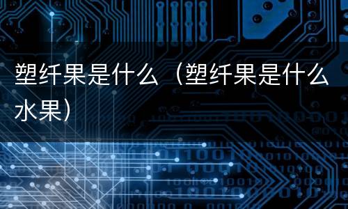 塑纤果是什么（塑纤果是什么水果）