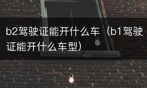 b2驾驶证能开什么车（b1驾驶证能开什么车型）