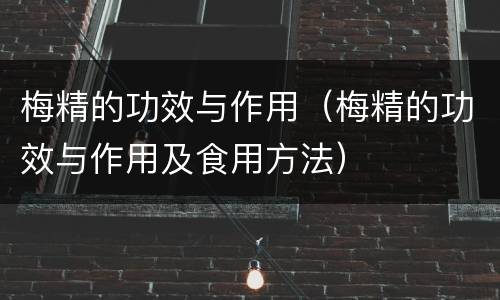 梅精的功效与作用（梅精的功效与作用及食用方法）
