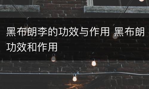 黑布朗李的功效与作用 黑布朗功效和作用