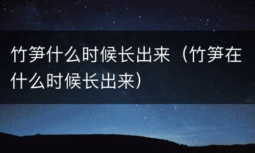 竹笋什么时候长出来（竹笋在什么时候长出来）