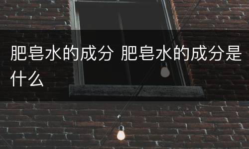 肥皂水的成分 肥皂水的成分是什么