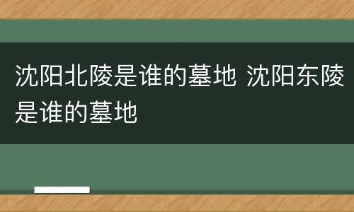 沈阳北陵是谁的墓地 沈阳东陵是谁的墓地
