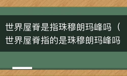 世界屋脊是指珠穆朗玛峰吗（世界屋脊指的是珠穆朗玛峰吗）