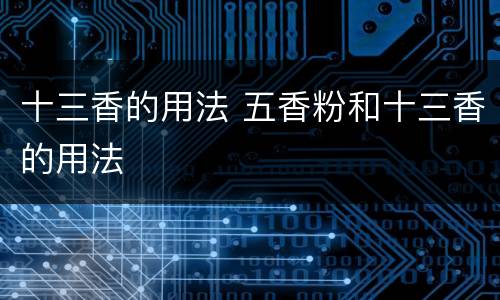 十三香的用法 五香粉和十三香的用法