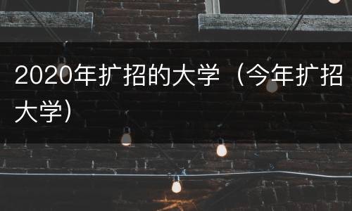 2020年扩招的大学（今年扩招大学）