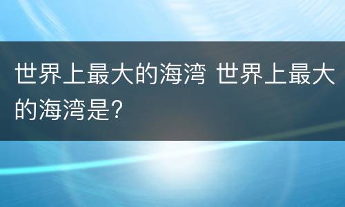世界上最大的海湾 世界上最大的海湾是?