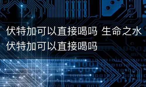 伏特加可以直接喝吗 生命之水伏特加可以直接喝吗