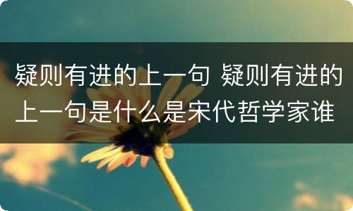 疑则有进的上一句 疑则有进的上一句是什么是宋代哲学家谁之言