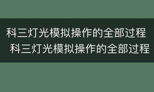 科三灯光模拟操作的全部过程 科三灯光模拟操作的全部过程图片