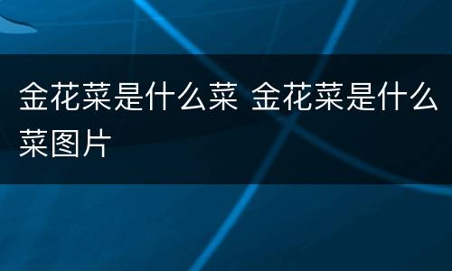 金花菜是什么菜 金花菜是什么菜图片