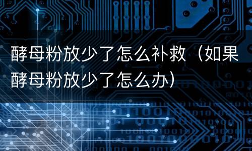 酵母粉放少了怎么补救（如果酵母粉放少了怎么办）