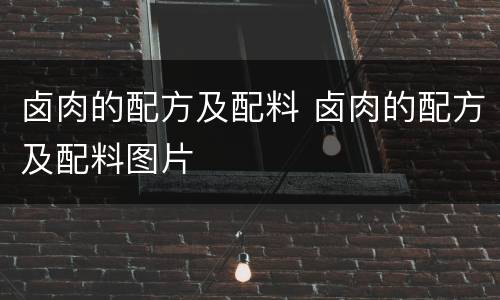 卤肉的配方及配料 卤肉的配方及配料图片