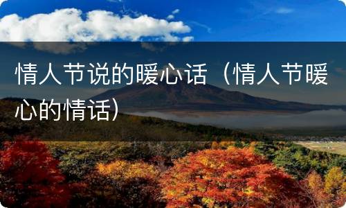 情人节说的暖心话（情人节暖心的情话）
