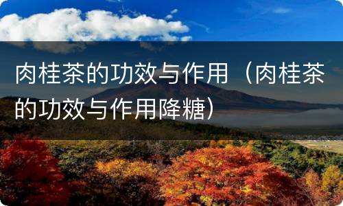 肉桂茶的功效与作用（肉桂茶的功效与作用降糖）