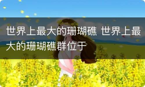世界上最大的珊瑚礁 世界上最大的珊瑚礁群位于