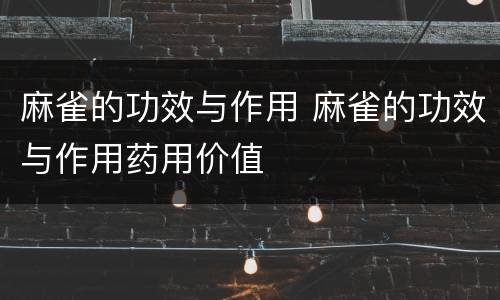 麻雀的功效与作用 麻雀的功效与作用药用价值