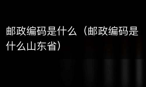 邮政编码是什么（邮政编码是什么山东省）