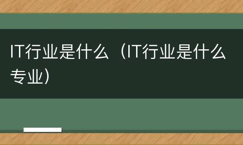 IT行业是什么（IT行业是什么专业）