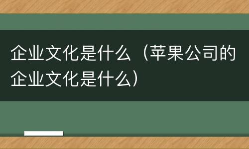 企业文化是什么（苹果公司的企业文化是什么）